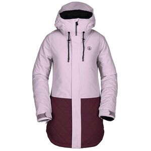 Volcom Ski Jacket in Soft Pink and Deep Burgundy